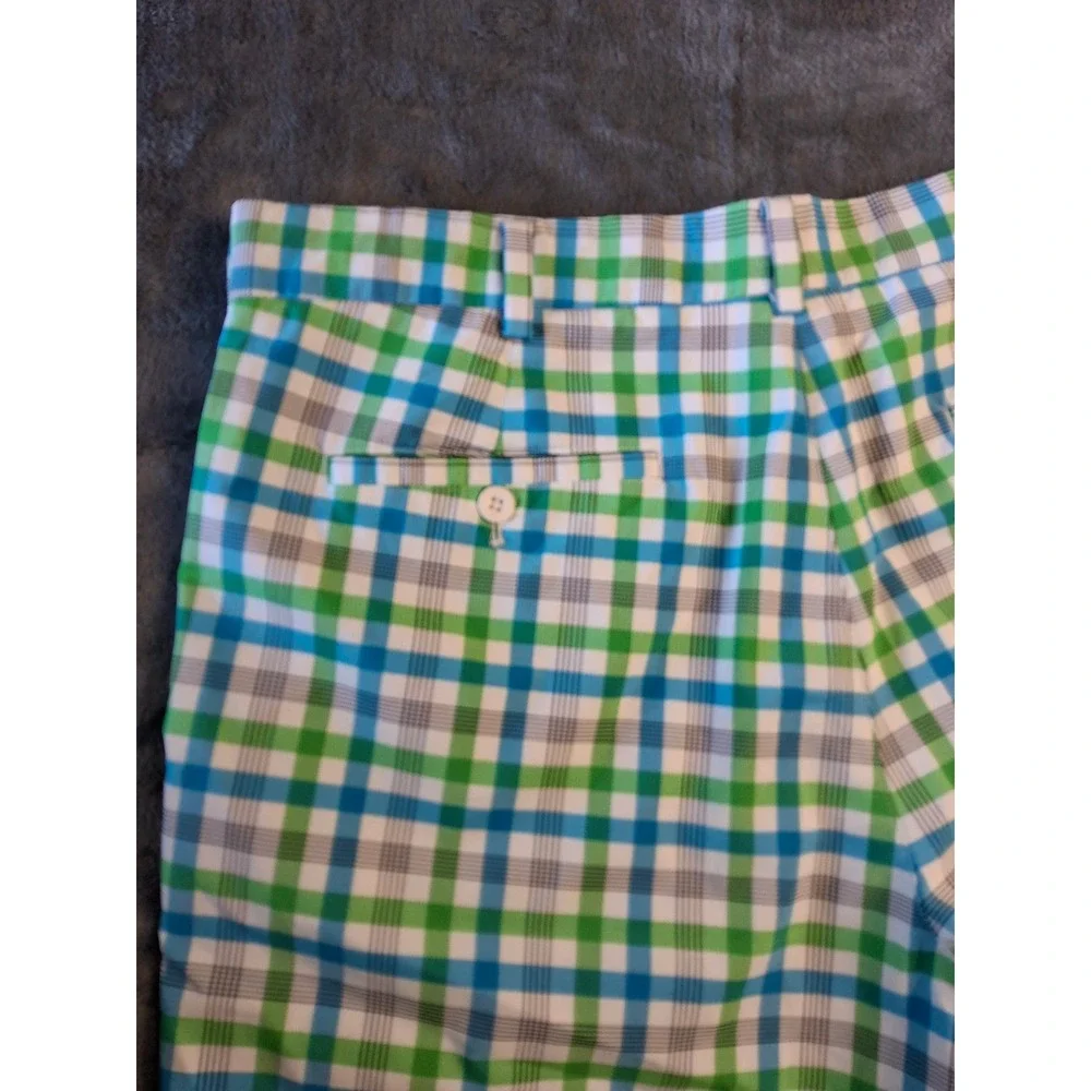 Nike Golf Dri-FIT Plaid Shorts Mens 36 Green Blue White Check‎ Performance Sport